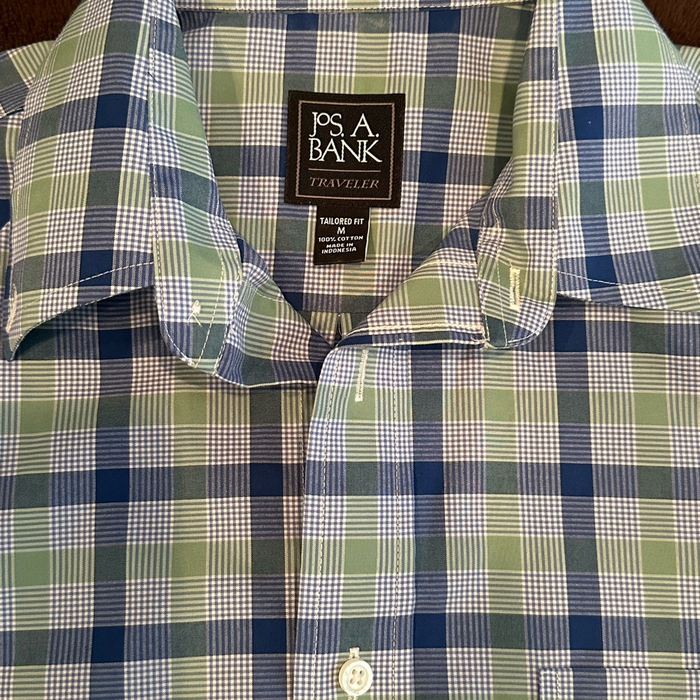 Jos. A. Bank Men's Plaid Shirt in Blue and Green